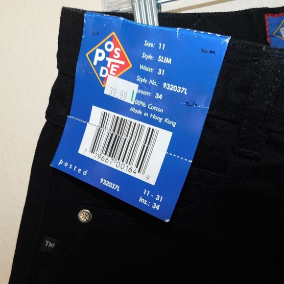 Women's Vintage 90s Posted Jeans Slim Size 11 New NWT 31x34 Black 932037L - Picture 3 of 10